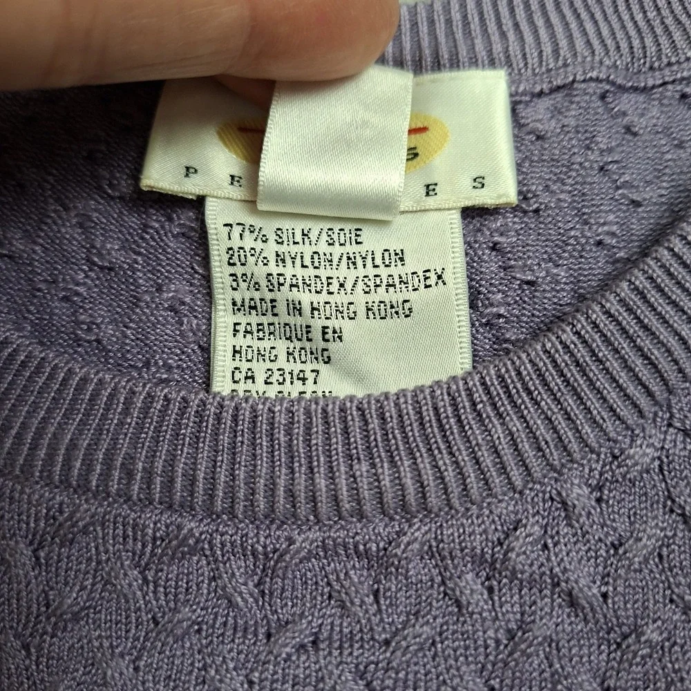 Coastal Grandma Talbots P Small Lavender Silk Blend Cable Knit Sweater Vintage